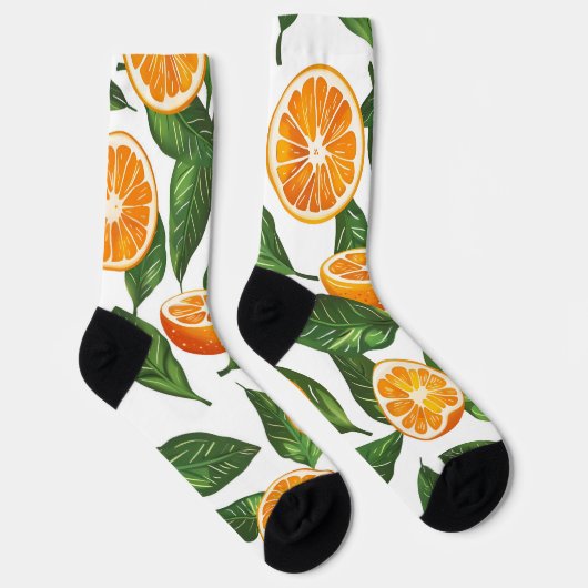 Botanical Fruit Orange Citrus Seamless Socken (Rechts)