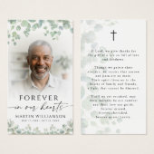 Botanical Funeral Memorial Photo Cross Prayer Card (Vorne & Hinten)