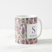 Botanical Garden Floral Monogram Lavender Kaffeetasse (VorderseiteRechts)