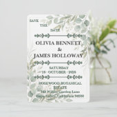 Botanical Garden Romance Save the Date Card (Stehend Vorderseite)