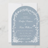 Botanical Garden Romantic Wedding Dusty Blue Arch  Einladung (Vorderseite)