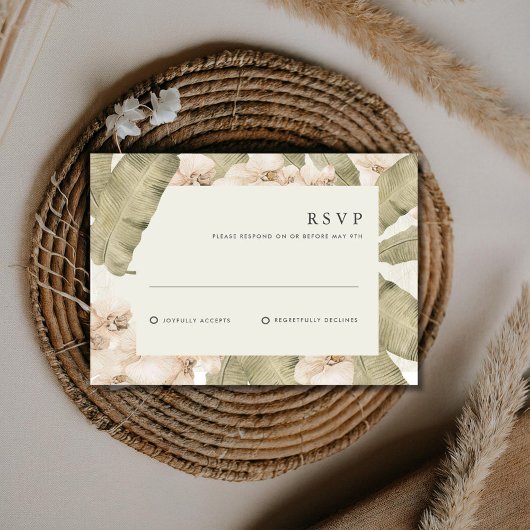 Botanical Garden Tropical Floral Wedding RSVP Karte