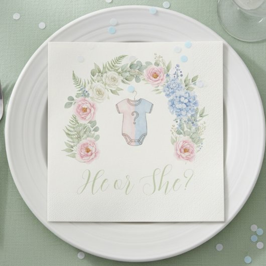 Botanical Gender Reveal Napkin Serviette