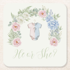 Botanical Gender Reveal Rechteckiger Pappuntersetzer