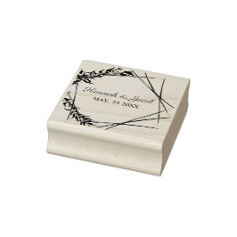 Botanical Geometric with Leaves Wedding Design Gummistempel