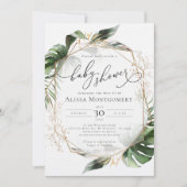 Botanical Gold Greenery Kinderdusche Einladung (Vorderseite)