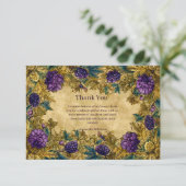 Botanical Grape Mardi Gras Masquerade Dankeskarte (Stehend Vorderseite)