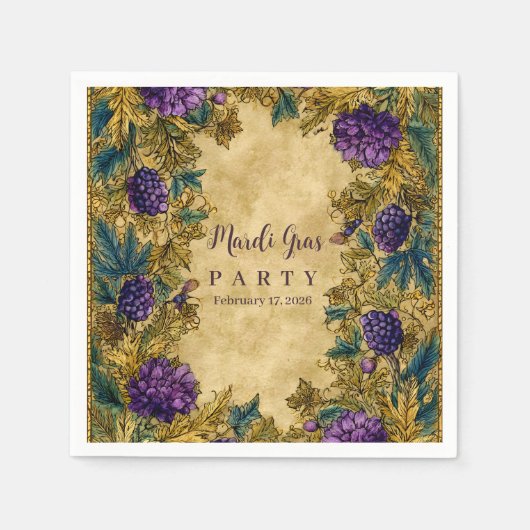 Botanical Grape Mardi Gras Masquerade Serviette (Vorderseite)