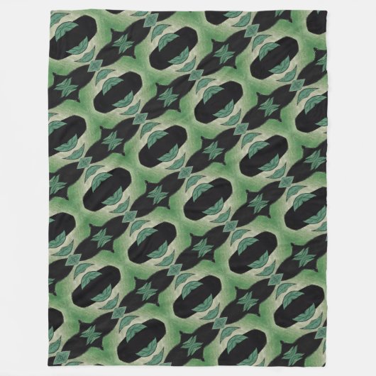 Botanical Green and Black Fleecedecke (Vorderseite)
