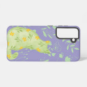 Botanical Green Cat Samsung Case – Purple Floral Samsung Galaxy Hülle (Rückseite (Horizontal))