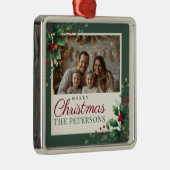 Botanical Green Custom Photo Christmas Ornament (Rechts)