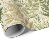 Botanical Green Fern Beige Floral Pattern Geschenkpapier (Rolleneckpunkt)