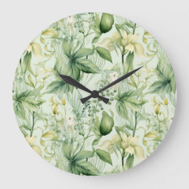Botanical Green Foliage - New Home Gif Große Wanduhr