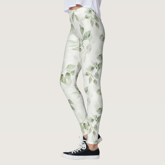 Botanical Green Leaf Pattern  Leggings (Links)