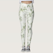 Botanical Green Leaf Pattern  Leggings (Vorderseite)