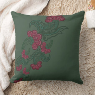 botanical green leaf pillow kissen
