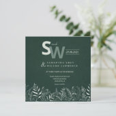 Botanical Green Leafy Wedding Invitation Einladung (Stehend Vorderseite)