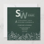 Botanical Green  Leafy Wedding Invitation Einladung (Vorderseite)