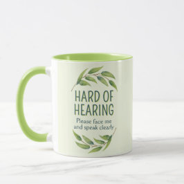Botanical Green Leaves Hard of Hearing Deafness Tasse