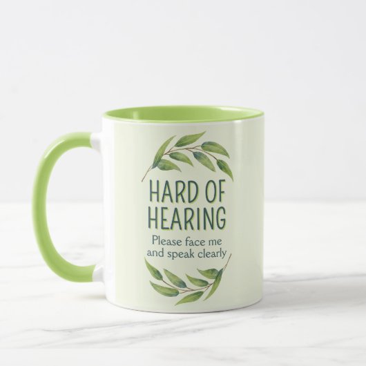 Botanical Green Leaves Hard of Hearing Deafness Tasse (Links)