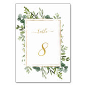 Botanical Green Wedding Gold Glitzer Nummer 8, Tischnummer (Rückseite)