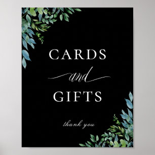 Botanical Greenery Cards and Gifts Sign Black Poster