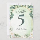 Botanical Greenery Eucalyptus Wedding Table Number Dankeskarte (Vorderseite)
