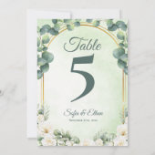 Botanical Greenery Eucalyptus Wedding Table Number Dankeskarte (Rückseite)