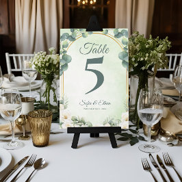 Botanical Greenery Eucalyptus Wedding Table Number Dankeskarte