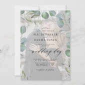 Botanical greenery faux vellum overlay photo einladung (Vorderseite)