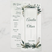 Botanical Greenery Wedding Ceremony Program Card  Einladung (Vorne/Hinten)