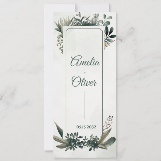 Botanical Greenery Wedding Ceremony Program Card  Einladung (Vorderseite)