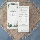 Botanical Greenery Wedding Ceremony Program Card  Einladung