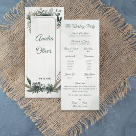 Botanical Greenery Wedding Ceremony Program Card  Einladung