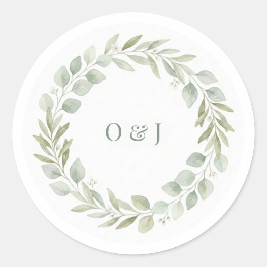 Botanical Greenery Wedding Envelope Seals Runder Aufkleber (Vorderseite)