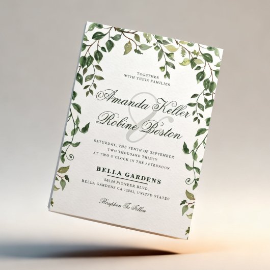 Botanical Greenery Wedding Invitation Einladung