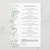 Botanical Greenery Wedding Program Card Programm (Rückseite)