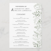 Botanical Greenery Wedding Program Card Programm (Vorderseite)