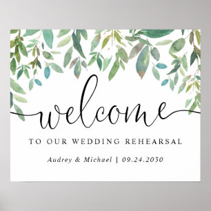 Botanical Greenery Welcome Wedding Rehearsal Poster