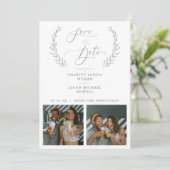 Botanical Grey 2 Photos Sophisticated Wedding (Stehend Vorderseite)