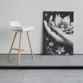 Botanical Hand Etching with Falling Petals Canvas Leinwanddruck