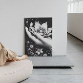 Botanical Hand Etching with Falling Petals Canvas Leinwanddruck