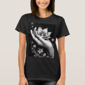 Botanical Hand Etching with Falling Petals Canvas T-Shirt (Vorderseite)