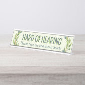 Botanical Hard of Hearing Green Deafness Schreibtischnamensplakette (Vorderseite )