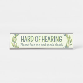 Botanical Hard of Hearing Green Deafness Schreibtischnamensplakette