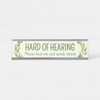 Botanical Hard of Hearing Green Deafness Schreibtischnamensplakette