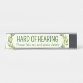 Botanical Hard of Hearing Green Deafness Schreibtischnamensplakette (Vorderseite )