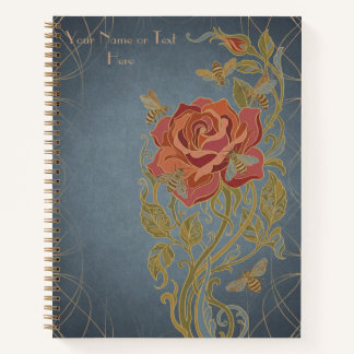 Botanical Harmony: The Rose & Honeybee Art Nouveau Notizblock
