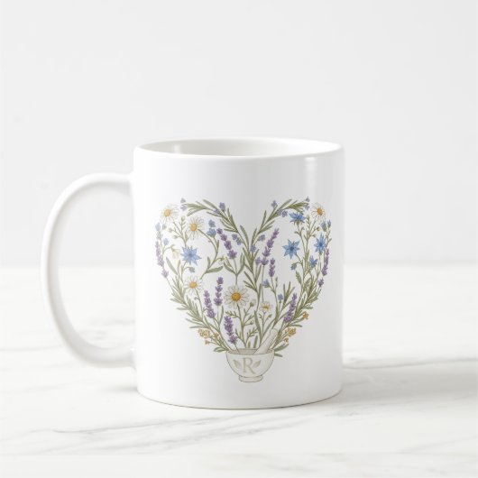 Botanical Heart Apothecary Pharmacy Flower Kaffeetasse (Links)