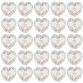 Botanical Heart in Pink and Red Shades Custom Text Aufkleber (Vorderseite)